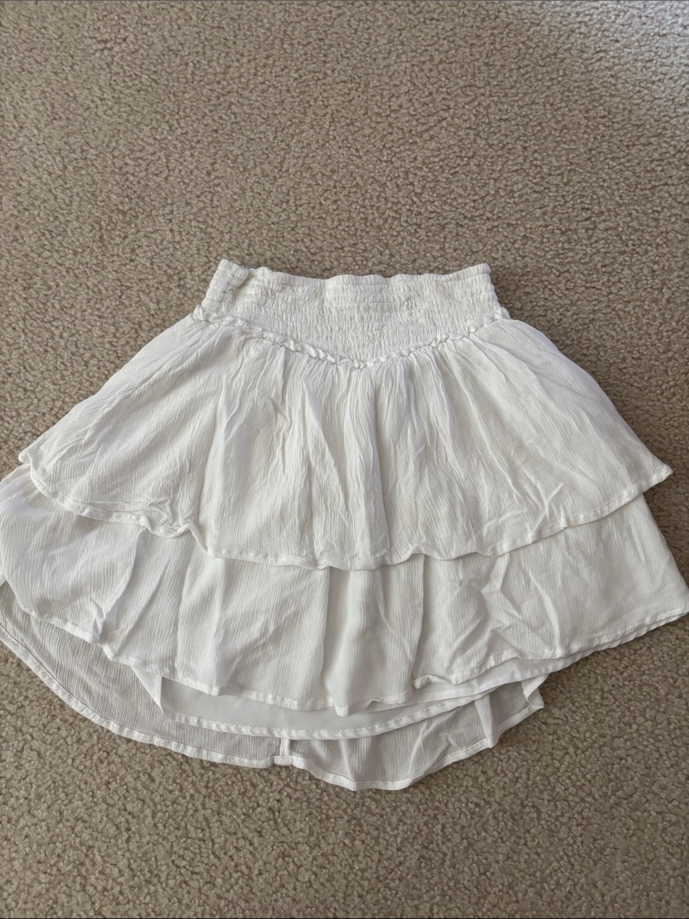 Hollister White Tiered Smocked-Waist Skirt